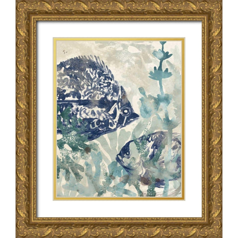 Seafloor Fresco II Gold Ornate Wood Framed Art Print with Double Matting by Vess, June Erica