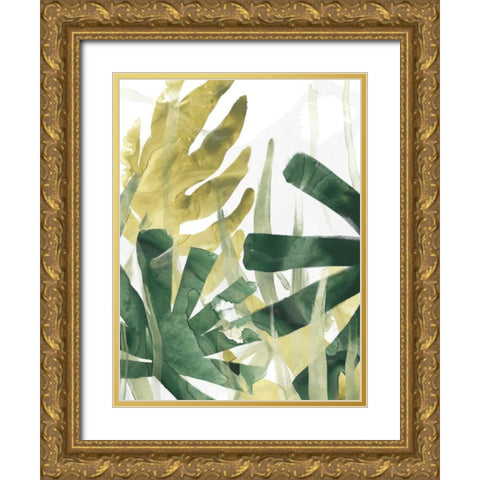 Palm Impression II Gold Ornate Wood Framed Art Print with Double Matting by Vess, June Erica