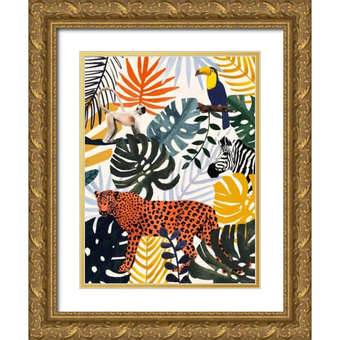 Jungle Jumble II Gold Ornate Wood Framed Art Print with Double Matting by Borges, Victoria