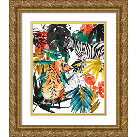 Jungle Life II Gold Ornate Wood Framed Art Print with Double Matting by Goldberger, Jennifer