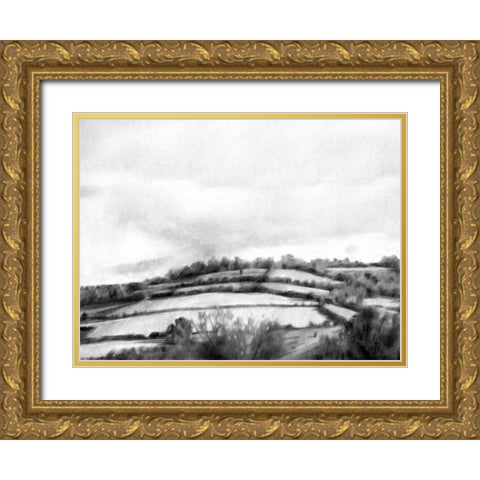 Rolling Landscape Sketch II Gold Ornate Wood Framed Art Print with Double Matting by Caroline, Emma
