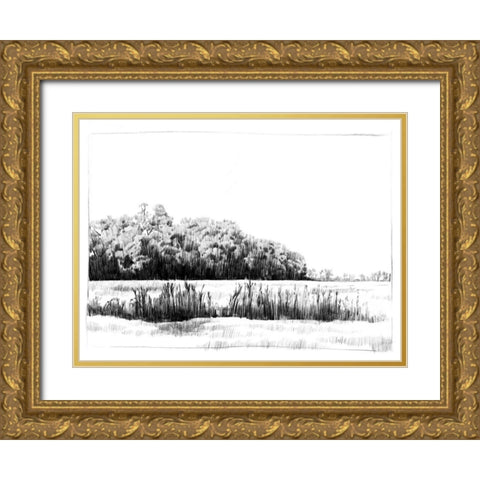 Northern Neck Landscape II Gold Ornate Wood Framed Art Print with Double Matting by Caroline, Emma