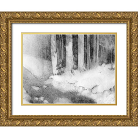 Graphite Glade I Gold Ornate Wood Framed Art Print with Double Matting by Green, Jacob