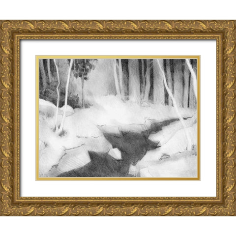 Graphite Glade II Gold Ornate Wood Framed Art Print with Double Matting by Green, Jacob