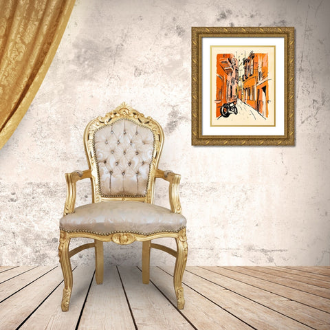 Euro Voyage IV Gold Ornate Wood Framed Art Print with Double Matting by Warren, Annie