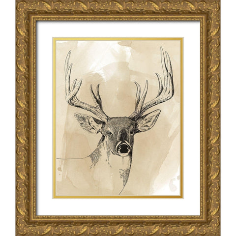 Burnished Buck I Gold Ornate Wood Framed Art Print with Double Matting by Popp, Grace