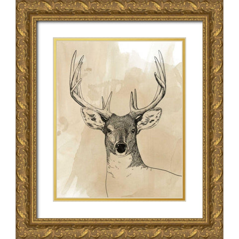Burnished Buck II Gold Ornate Wood Framed Art Print with Double Matting by Popp, Grace