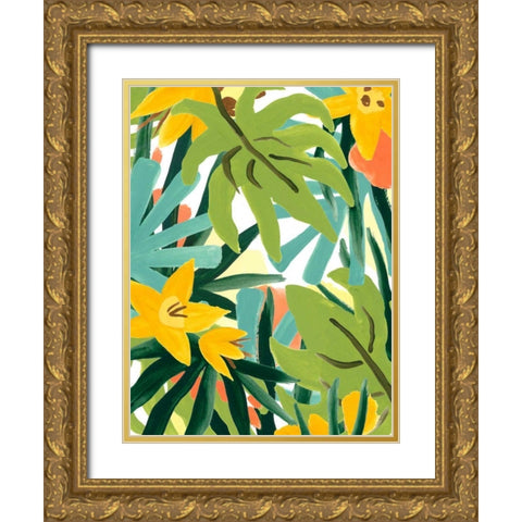 Palm Thatch II Gold Ornate Wood Framed Art Print with Double Matting by Vess, June Erica