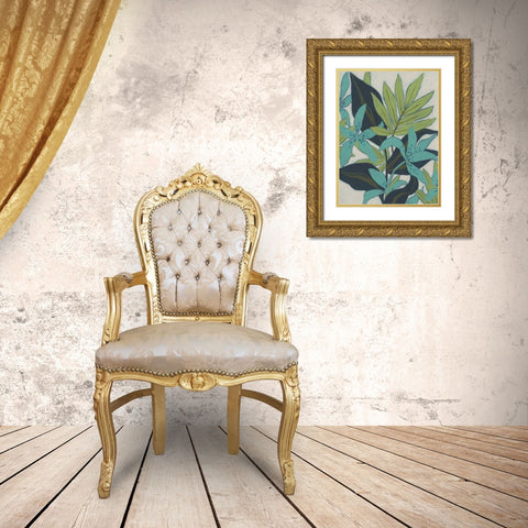 Jungle Blues I Gold Ornate Wood Framed Art Print with Double Matting by Vess, June Erica