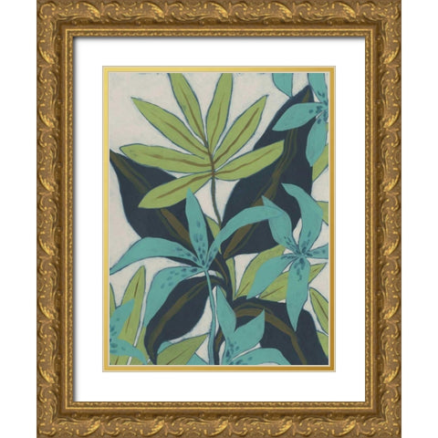 Jungle Blues II Gold Ornate Wood Framed Art Print with Double Matting by Vess, June Erica