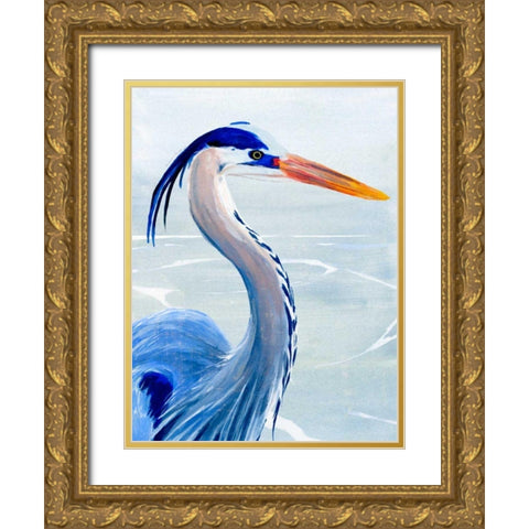 Great Blue II Gold Ornate Wood Framed Art Print with Double Matting by Warren, Annie