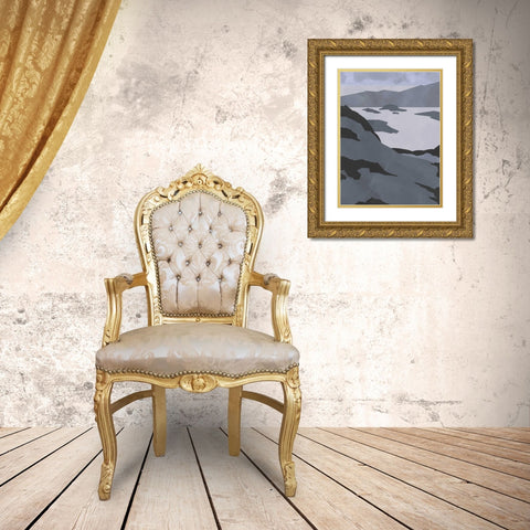 Grayscale Island Chain I Gold Ornate Wood Framed Art Print with Double Matting by Green, Jacob