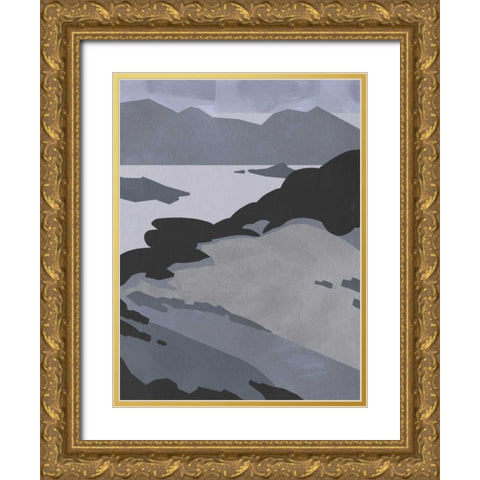 Grayscale Island Chain II Gold Ornate Wood Framed Art Print with Double Matting by Green, Jacob