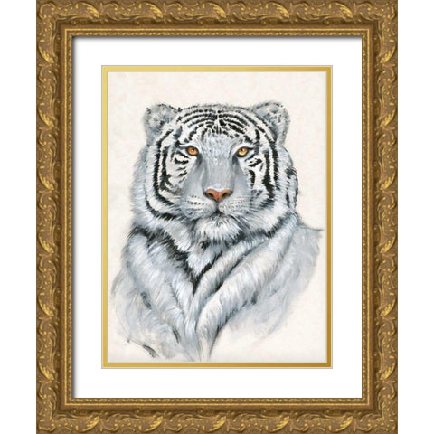 White Tiger I Gold Ornate Wood Framed Art Print with Double Matting by OToole, Tim