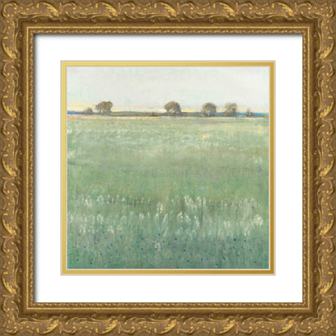 Green Meadow I Gold Ornate Wood Framed Art Print with Double Matting by OToole, Tim