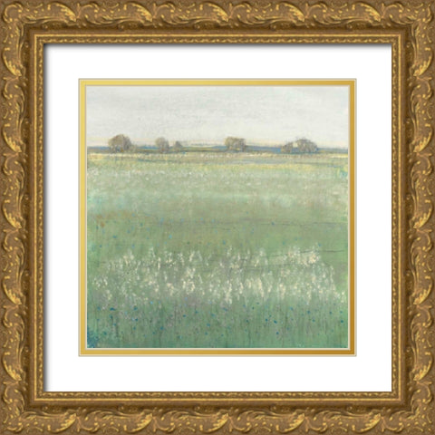 Green Meadow II Gold Ornate Wood Framed Art Print with Double Matting by OToole, Tim