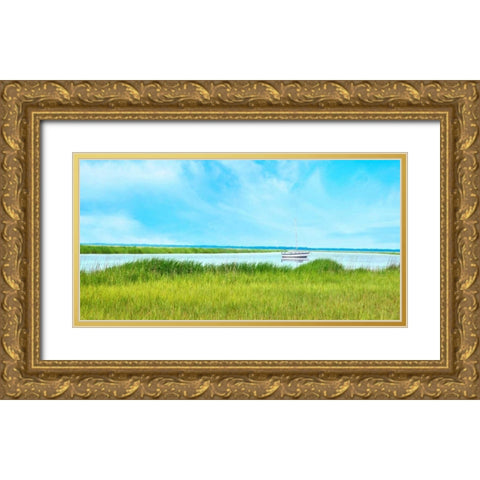 Marsh Mooring Gold Ornate Wood Framed Art Print with Double Matting by McLoughlin, James