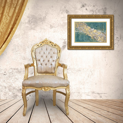 Mistral VI in Sea Green Gold Ornate Wood Framed Art Print with Double Matting by Willett, Michael