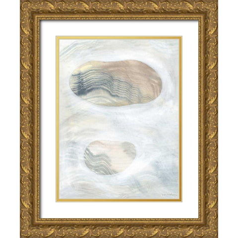 Neutral River Rocks II Gold Ornate Wood Framed Art Print with Double Matting by Lam, Vanna