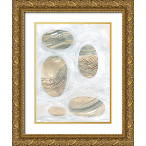 Neutral River Rocks III Gold Ornate Wood Framed Art Print with Double Matting by Lam, Vanna