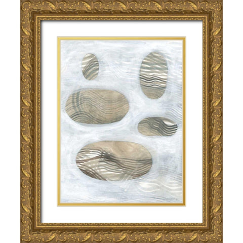 Neutral River Rocks IV Gold Ornate Wood Framed Art Print with Double Matting by Lam, Vanna