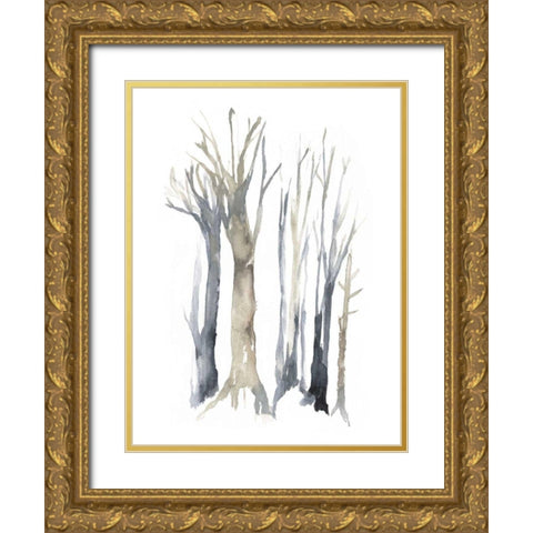 Neutral Treeline II Gold Ornate Wood Framed Art Print with Double Matting by Goldberger, Jennifer
