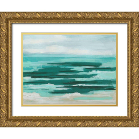 Mint Surf I Gold Ornate Wood Framed Art Print with Double Matting by Vess, June Erica