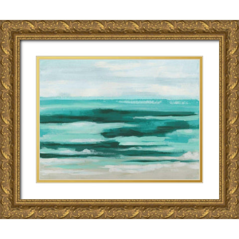 Mint Surf II Gold Ornate Wood Framed Art Print with Double Matting by Vess, June Erica