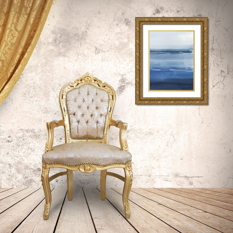 La Mar Azul I Gold Ornate Wood Framed Art Print with Double Matting by Popp, Grace