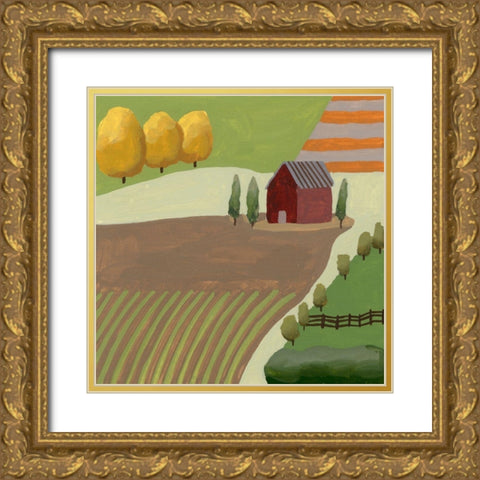 The Hill Village I Gold Ornate Wood Framed Art Print with Double Matting by Wang, Melissa