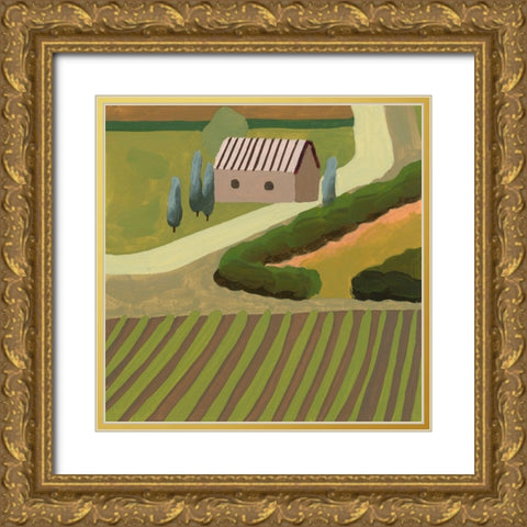 The Hill Village III Gold Ornate Wood Framed Art Print with Double Matting by Wang, Melissa