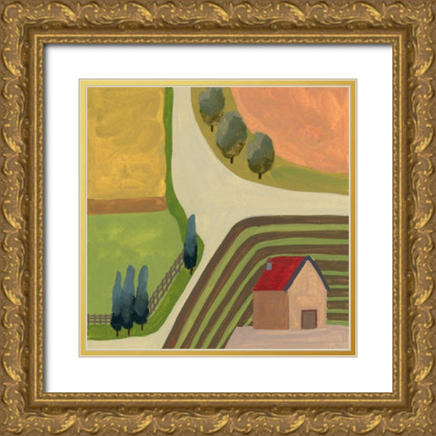 The Hill Village IV Gold Ornate Wood Framed Art Print with Double Matting by Wang, Melissa