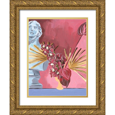 Flame Bouquet II Gold Ornate Wood Framed Art Print with Double Matting by Wang, Melissa