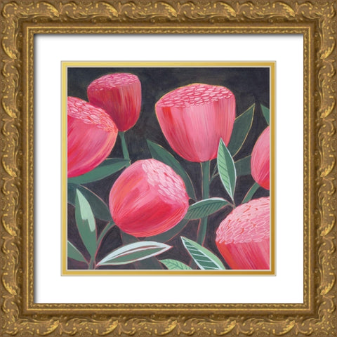 Blush Blossoms I Gold Ornate Wood Framed Art Print with Double Matting by Popp, Grace