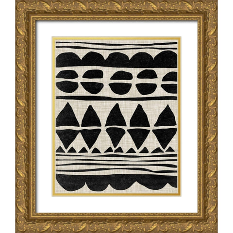 Monochrome Quilt I Gold Ornate Wood Framed Art Print with Double Matting by Wang, Melissa