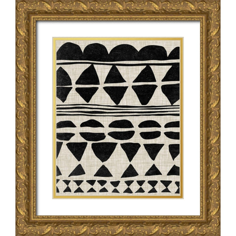 Monochrome Quilt II Gold Ornate Wood Framed Art Print with Double Matting by Wang, Melissa