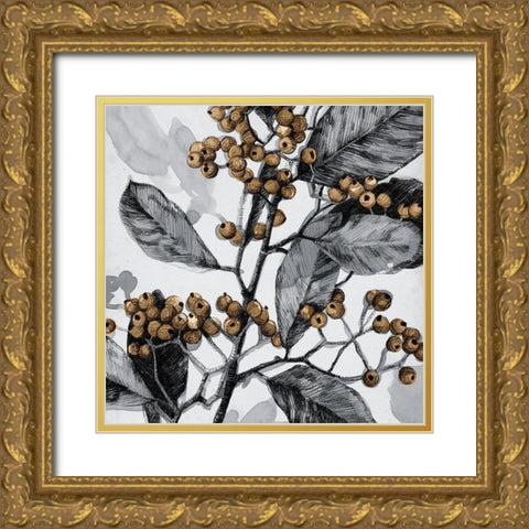 Holly Shadow I Gold Ornate Wood Framed Art Print with Double Matting by Caroline, Emma
