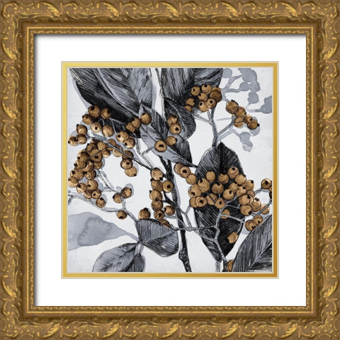 Holly Shadow II Gold Ornate Wood Framed Art Print with Double Matting by Caroline, Emma