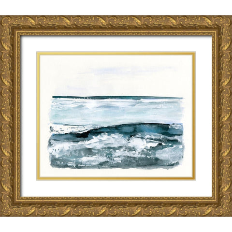 Choppy Surf I Gold Ornate Wood Framed Art Print with Double Matting by Barnes, Victoria
