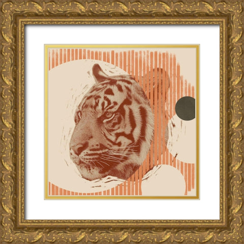 Pop Art Tiger II Gold Ornate Wood Framed Art Print with Double Matting by Green, Jacob