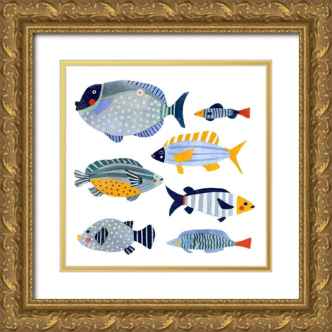 Patterned Fish I Gold Ornate Wood Framed Art Print with Double Matting by Barnes, Victoria