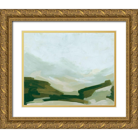 Valley Green II Gold Ornate Wood Framed Art Print with Double Matting by Vess, June Erica