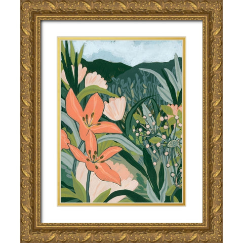 Spring Valley Blooms I Gold Ornate Wood Framed Art Print with Double Matting by Vess, June Erica