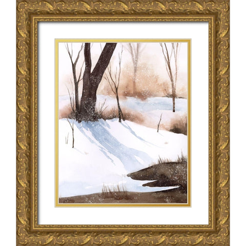 Snowland I Gold Ornate Wood Framed Art Print with Double Matting by Popp, Grace