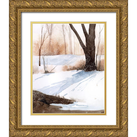 Snowland II Gold Ornate Wood Framed Art Print with Double Matting by Popp, Grace