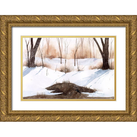 Snowland III Gold Ornate Wood Framed Art Print with Double Matting by Popp, Grace