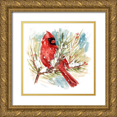 The Cardinal I Gold Ornate Wood Framed Art Print with Double Matting by Wang, Melissa
