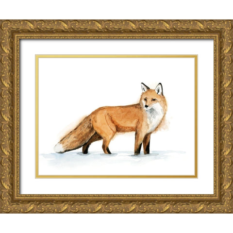 Snow Fox I Gold Ornate Wood Framed Art Print with Double Matting by Popp, Grace