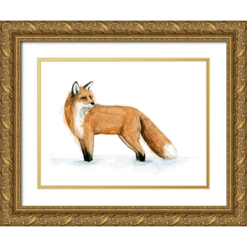 Snow Fox II Gold Ornate Wood Framed Art Print with Double Matting by Popp, Grace