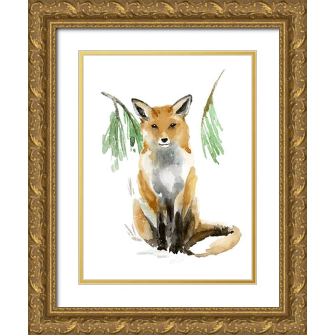 Snowy Fox I Gold Ornate Wood Framed Art Print with Double Matting by Warren, Annie